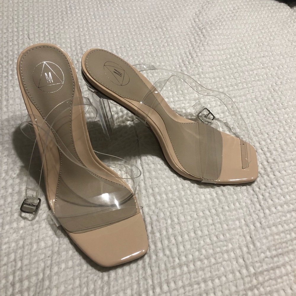 Square Toe Clear Block Heels